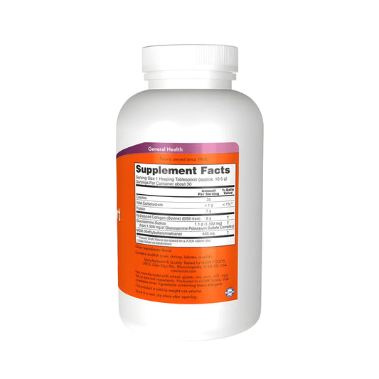 Kollagen Pulver NOW Foods Collagen Joint Support mit 8000 mg hydrolysiertem Kollagen, Glucosamin und Methylsulfonylmethan MSM, leicht lösliches Kollagen Supplement für Gelenke, Knorpel, Bindegewebe, Muskeln und aktive Menschen