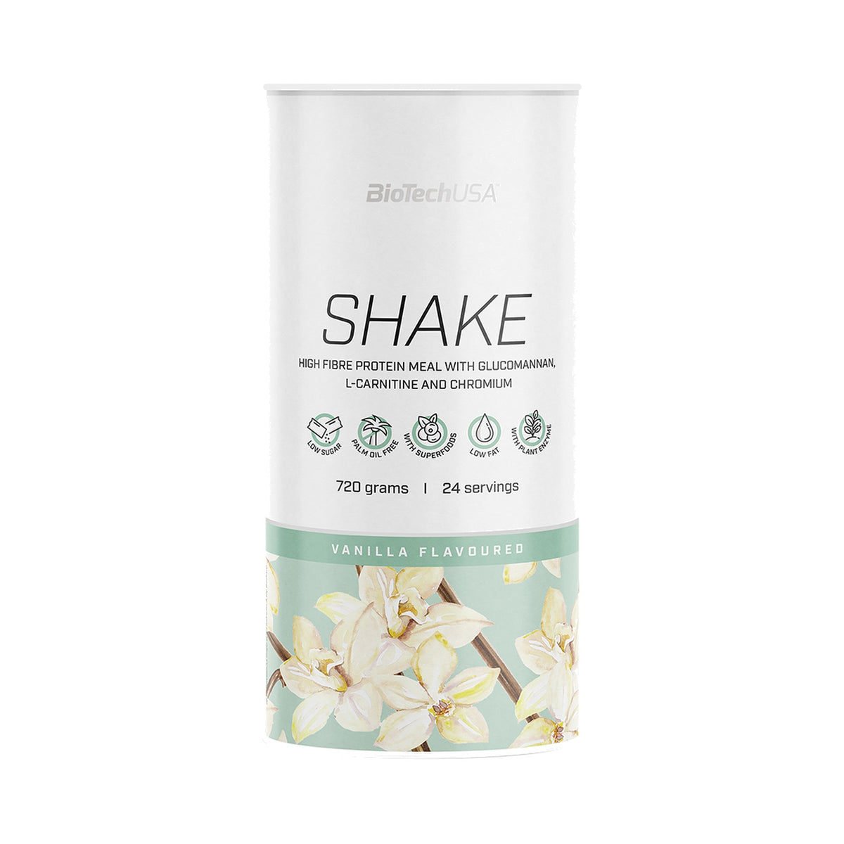 BioTechUSA Protein Shake 720 g Vanille – Eiweiß Shake Pulver mit Whey Protein, Ballaststoffen und L-Carnitin
