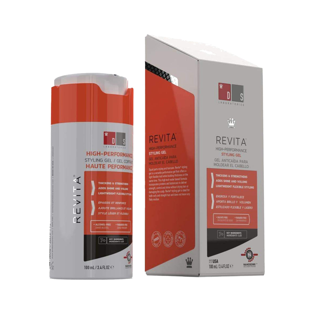 DS Laboratories Revita Styling Gel 100ml – Haargel mit Koffein & Adenosin-Wirkstoffkomplex, Halt & Volumen