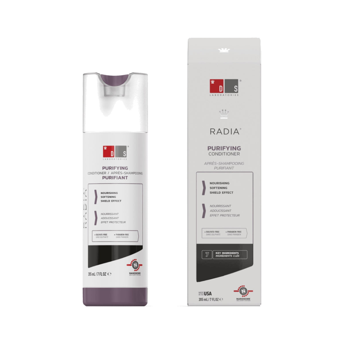 DS Laboratories Radia Conditioner – Pflegespülung mit Keratin & Aloe Vera für empfindliche Kopfhaut, 205ml