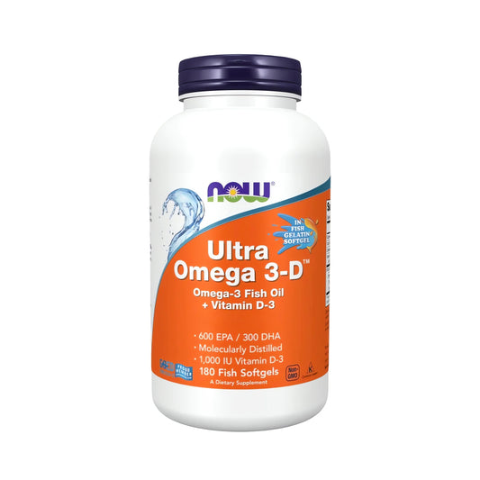 Omega-3-D Supplement mit 600 mg EPA 300 mg DHA und Vitamin D3 1000 IU NOW Foods Premium Fischöl für Herz Gehirn und Knochen online bestellen