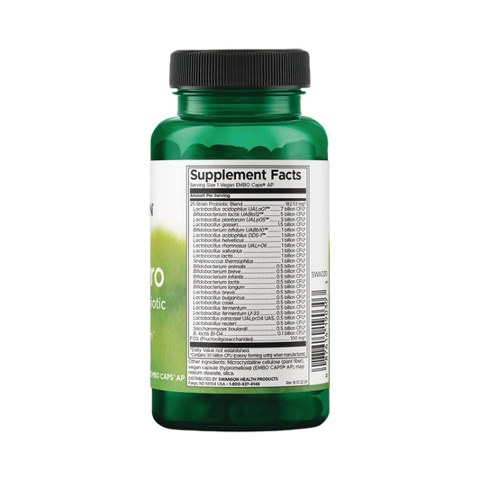 Swanson Epic Pro 25-Stämme Probiotikum – 31 Mrd. KBE pro Kapsel mit FOS – 30 vegane Kapseln