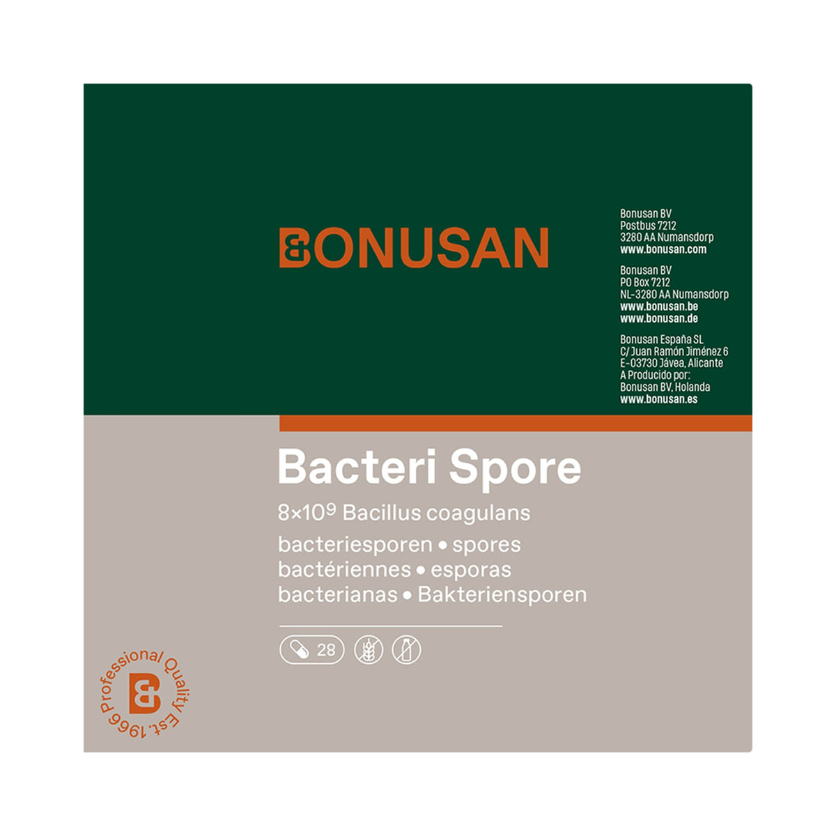 Bonusan Bacteri Spore – Bacillus coagulans BC513 mit Arabinogalactan, 8 x 10⁹ KBE pro Kapsel, 28 Kapseln