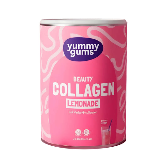 YummyGums Collagen Powder mit VERISOL® Kollagenpeptiden und Vitamin C, hydrolysiertes Kollagen Pulver mit Beerengeschmack für Haut, Haare, Nägel, Bindegewebe, Anti-Aging, Beauty, tägliche Kollagenversorgung und einfache Anwendung.