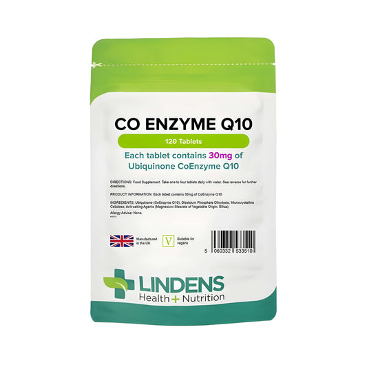 Lindens CoEnzyme Q10 30 mg Tabletten mit hochwertigem Ubiquinon, veganes Coenzym Q10 Nahrungsergänzungsmittel für Energie, Zellgesundheit, aktive Lebensweise und tägliche Versorgung