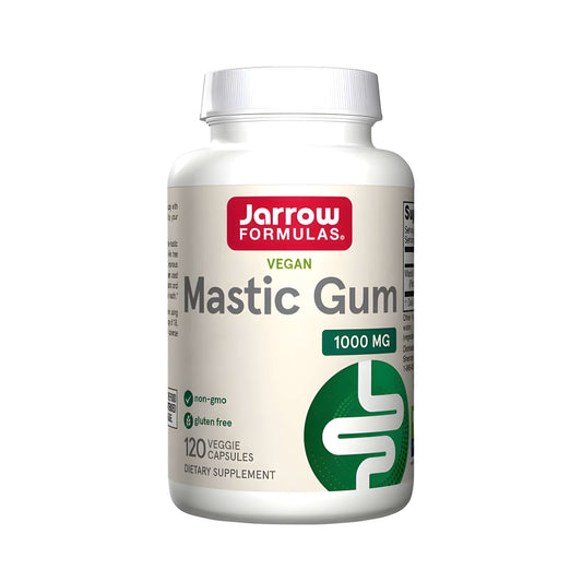 Mastic Gum Kapseln von Jarrow Formulas mit hochwertigem Mastixharz, Pistacia lentiscus Naturharz, veganes Supplement ohne tierische Inhaltsstoffe, mediterrane Nahrungsergänzung für den Alltag