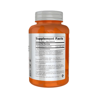 L-Glutamin 1000 mg Kapseln von NOW Foods, hochwertige Sportnahrung und Aminosäuren-Supplements für Fitnessbegeisterte und Sportler