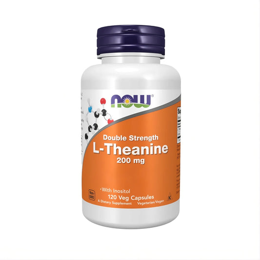 NOW Foods L-Theanin 200 mg mit Inositol 120 Kapseln Premium Nahrungsergänzung für Fokus, mentale Klarheit, Konzentration und tägliche Balance im Alltag