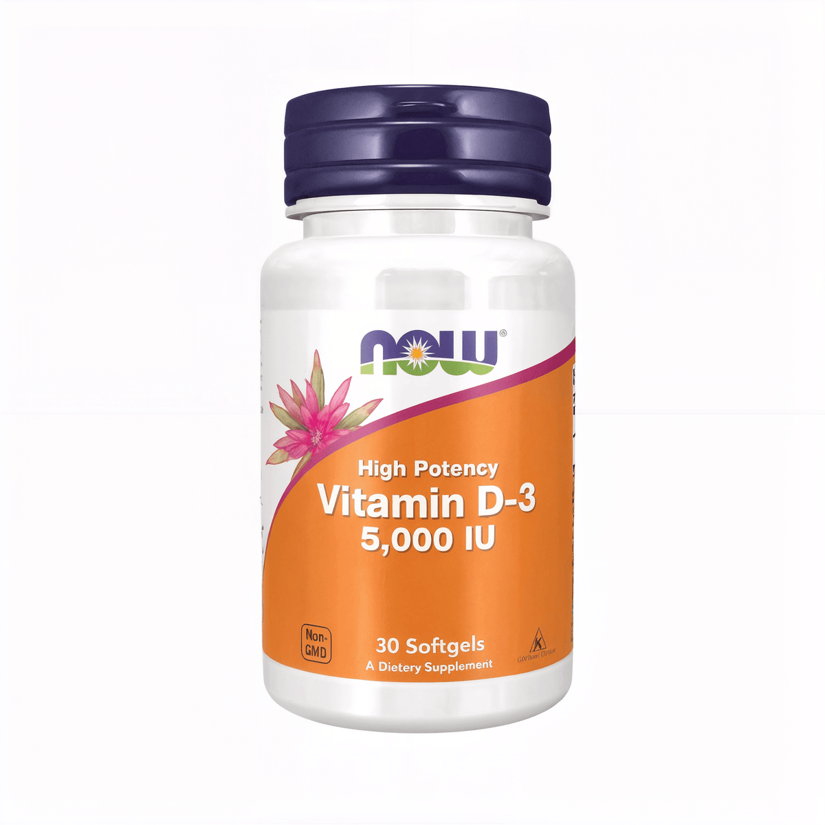 NOW Foods Vitamin D3 5000 IE Softgels mit ölgelöster Formel und hochwertigem Vitamin D3 für die tägliche Versorgung.