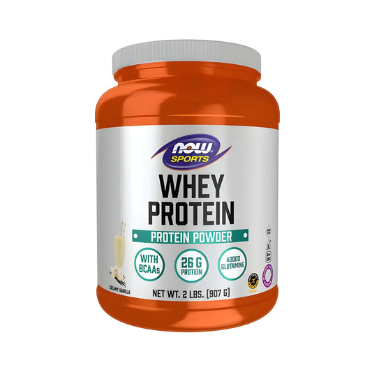 NOW Foods Whey Protein Creamy Vanilla Proteinpulver mit Whey Protein Konzentrat und Whey Protein Isolat für Muskelaufbau, Muskelerhalt, Sport, Fitness, Eiweißversorgung, BCAA, L-Glutamin, Vanille Geschmack.