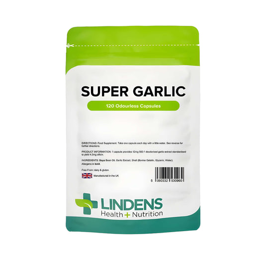 Lindens Super Garlic 6000 mg – geruchsneutrale Knoblauch-Kapseln mit Knoblauchextrakt, hochwertige Nahrungsergänzung für Herz, Immunsystem und tägliche Knoblauchversorgung