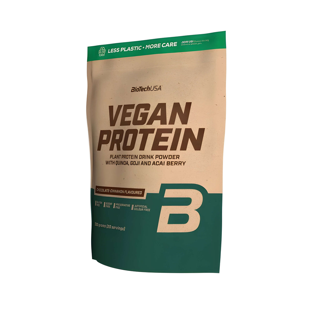 BioTechUSA Vegan Protein ohne Zucker mit 19 g pflanzlichem Protein pro Portion, ideal als Proteinshake nach dem Training oder im Alltag.