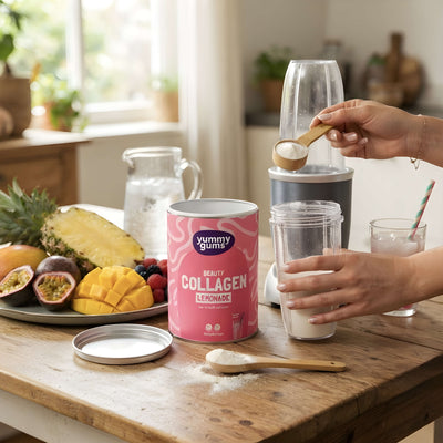 YummyGums Collagen Pulver mit VERISOL® Kollagenpeptiden, Vitamin C und Beeren-Geschmack, Beauty Kollagen Supplement für Haut, Haare und Nägel