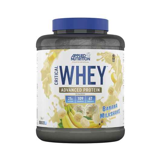 Applied Nutrition Critical Whey Protein 2 kg Banana Milkshake – Whey-Proteinpulver mit 21 g Protein pro Portion für Muskelaufbau