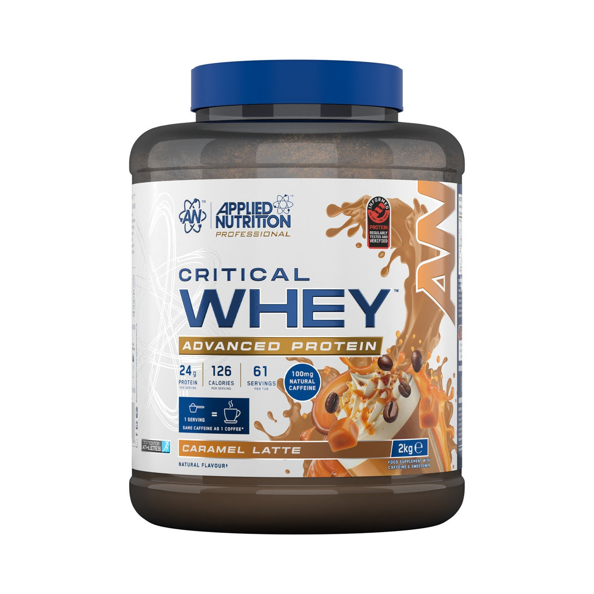 Applied Nutrition Critical Whey Protein 2 kg Caramel Latte – Whey-Proteinpulver mit 24 g Protein pro Portion für Muskelaufbau