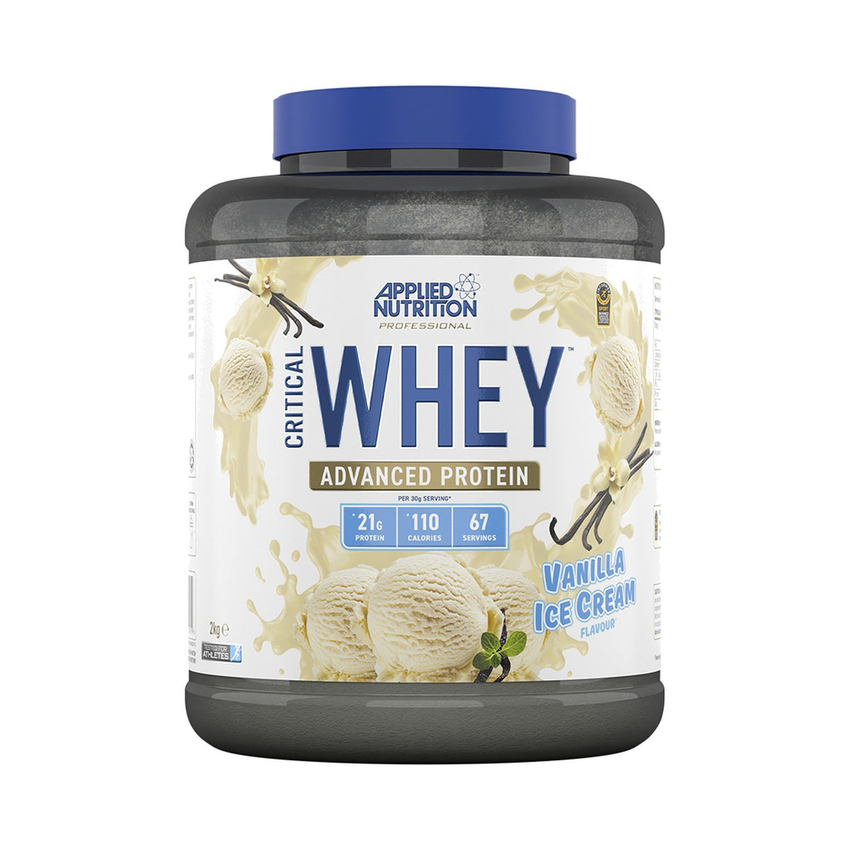 Applied Nutrition Critical Whey Protein 2 kg Vanilla Ice Cream – Whey-Proteinpulver mit 21 g Protein pro Portion für Muskelaufbau