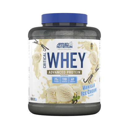 Applied Nutrition Critical Whey Protein 2 kg Vanilla Ice Cream – Whey-Proteinpulver mit 21 g Protein pro Portion für Muskelaufbau