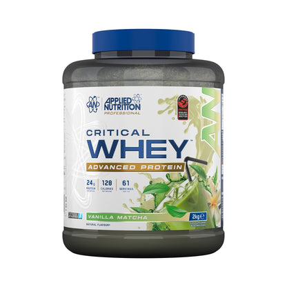 Applied Nutrition Critical Whey Protein 2 kg Vanilla Matcha – Whey-Proteinpulver mit 24 g Protein pro Portion für Muskelaufbau