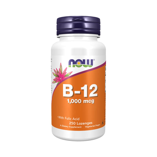 NOW Foods Vitamin B-12 1000 mcg mit Folsäure 250 Lutschtabletten Dose