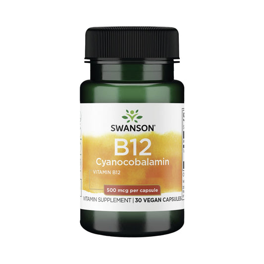 Swanson Vitamin B12 500 mcg – vegane Kapseln mit Cyanocobalamin, 30 / 100 / 250 Stück