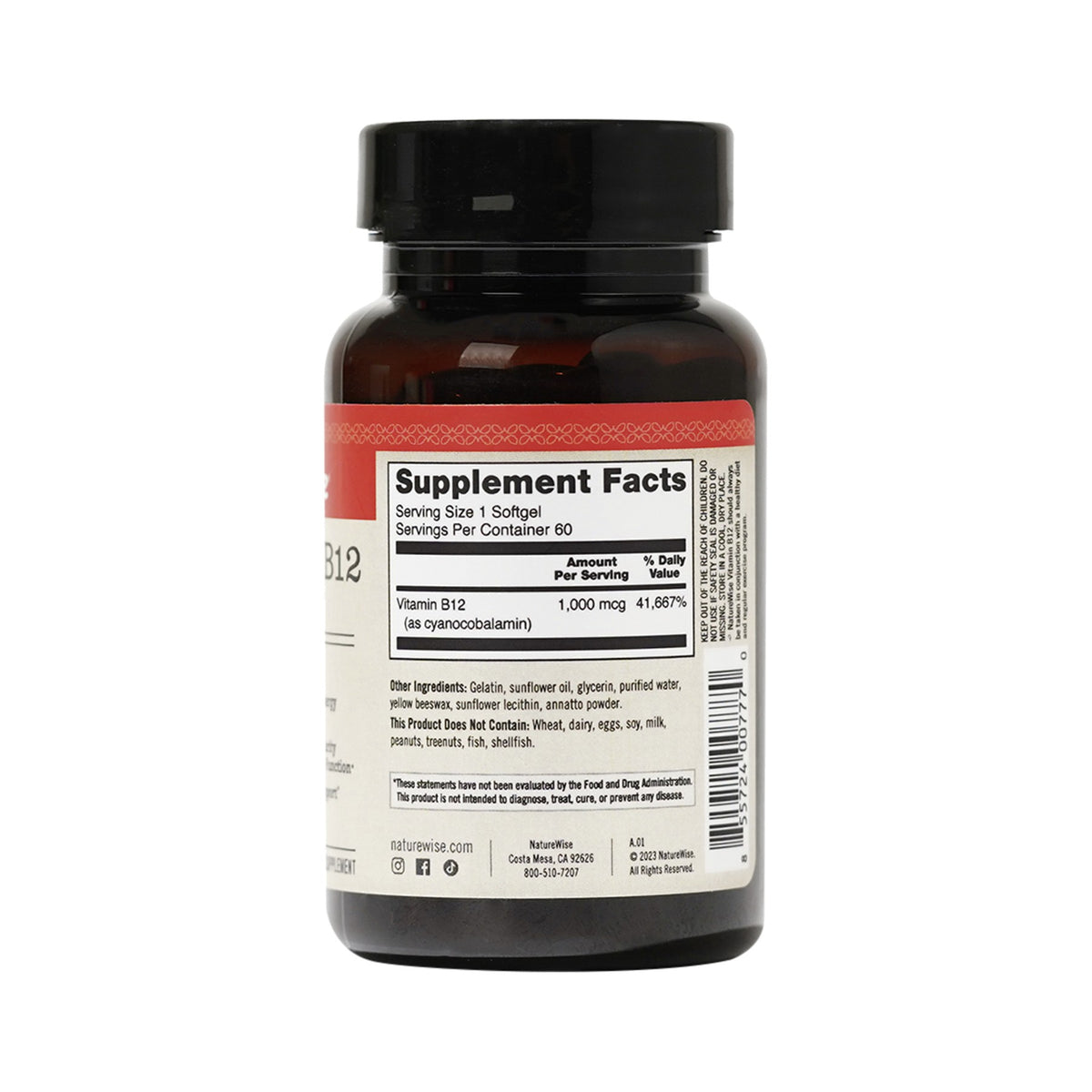 NatureWise Vitamin B12 1000 µg – Cyanocobalamin, 60 oder 150 Softgels