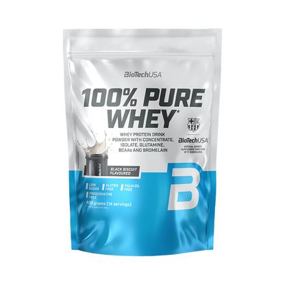 BioTechUSA 100% Pure Whey 400 g Black Biscuit – Whey Proteinpulver mit 21 g Protein pro Portion