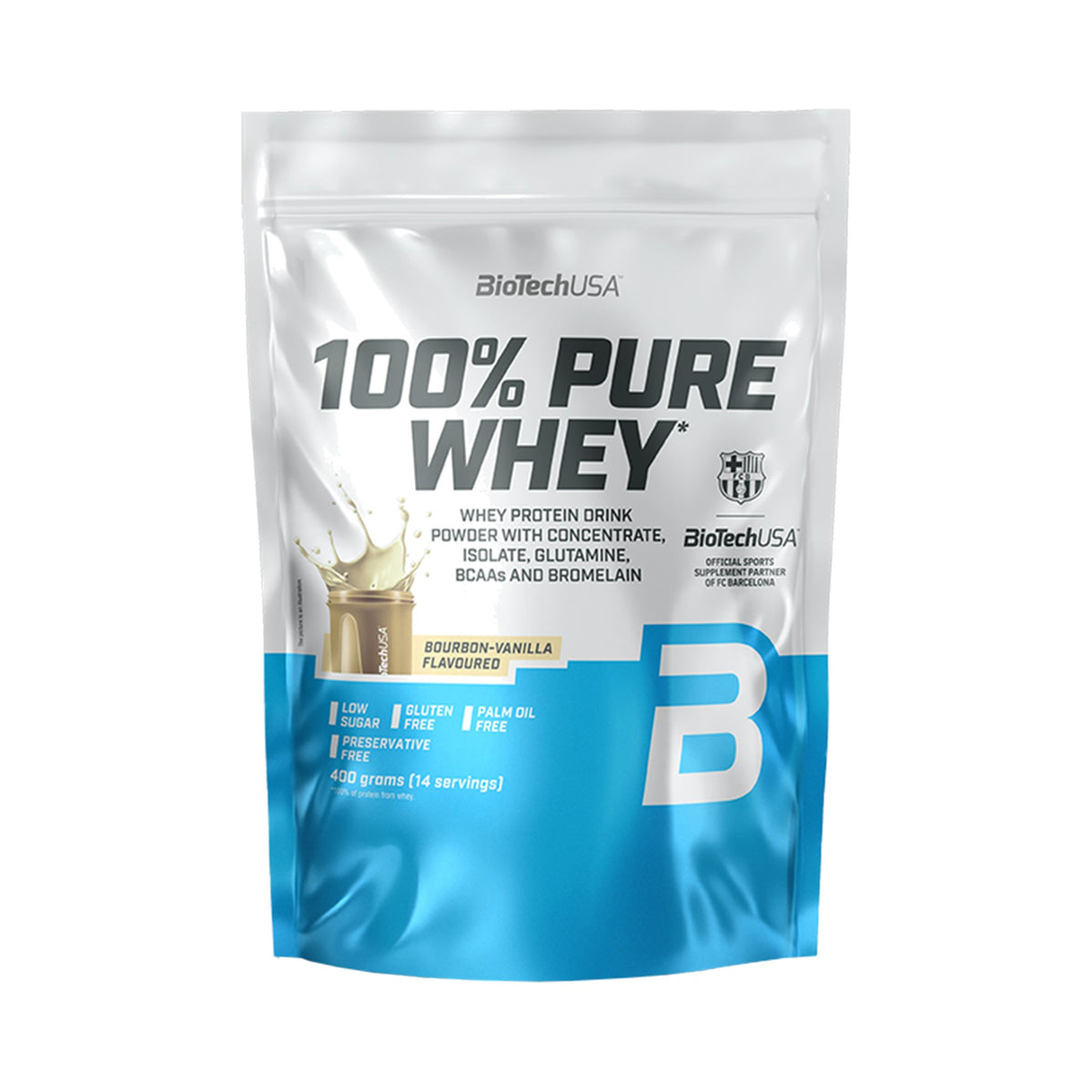 BioTechUSA 100% Pure Whey 400 g Bourbon-Vanille – Whey Proteinpulver mit 21 g Protein pro Portion