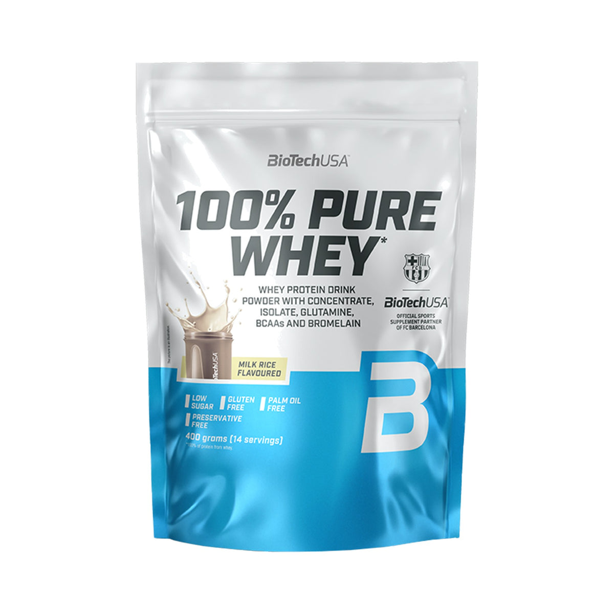 BioTechUSA 100% Pure Whey 400 g Milchreis – Whey Proteinpulver mit 21 g Protein pro Portion