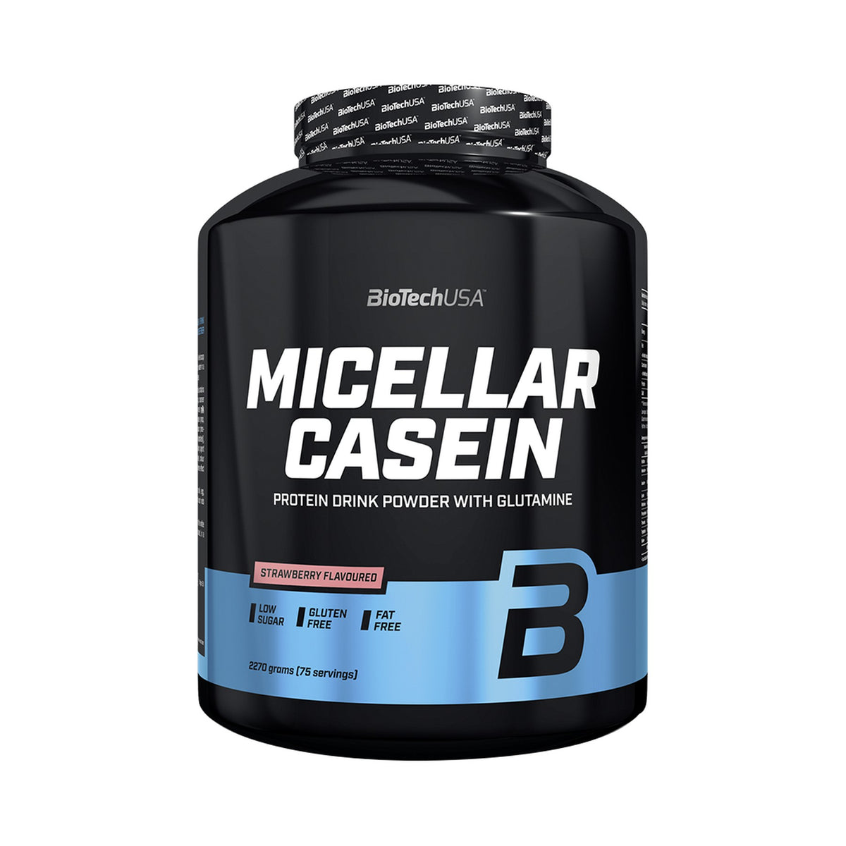 BioTechUSA Micellar Casein 2270 g Erdbeere – mizellares Casein Proteinpulver mit 22 g Protein und L-Glutamin