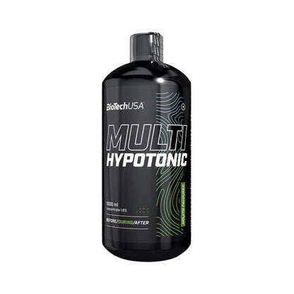 Nährwerttabelle und Zutatenliste des BioTechUSA Multi Hypotonic Drink Konzentrats für Sportler.
