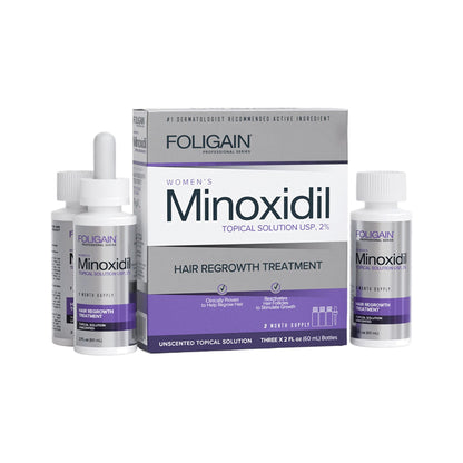 Foligain Minoxidil 2% Haarwuchsmittel für Frauen – 3x59ml Sprayflaschen