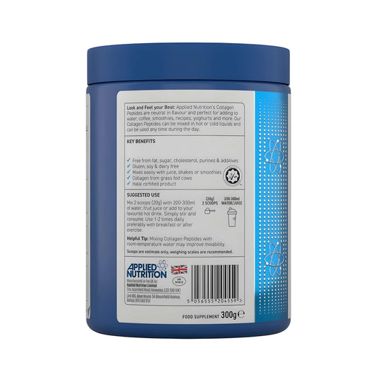 Hydrolysiertes Kollagenpulver von Applied Nutrition aus hochwertigem Rinderkollagen – reine Kollagenpeptide ohne Zucker und künstliche Aromen für die tägliche Nahrungsergänzung.