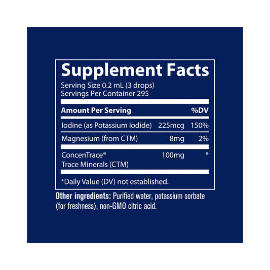 Trace Minerals Ionic Iodine – flüssiges Jod 225 mcg mit ConcenTrace – 59 ml