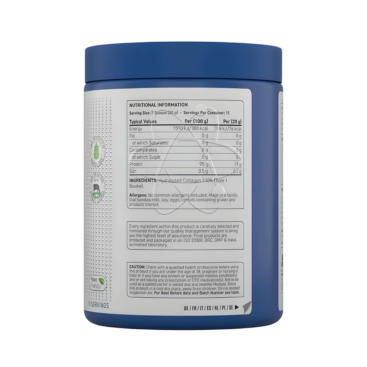 Premium Kollagen Supplement von Applied Nutrition mit hydrolysierten Rinderkollagenpeptiden – halal Kollagen Pulver ohne Zusatzstoffe für eine einfache tägliche Anwendung.