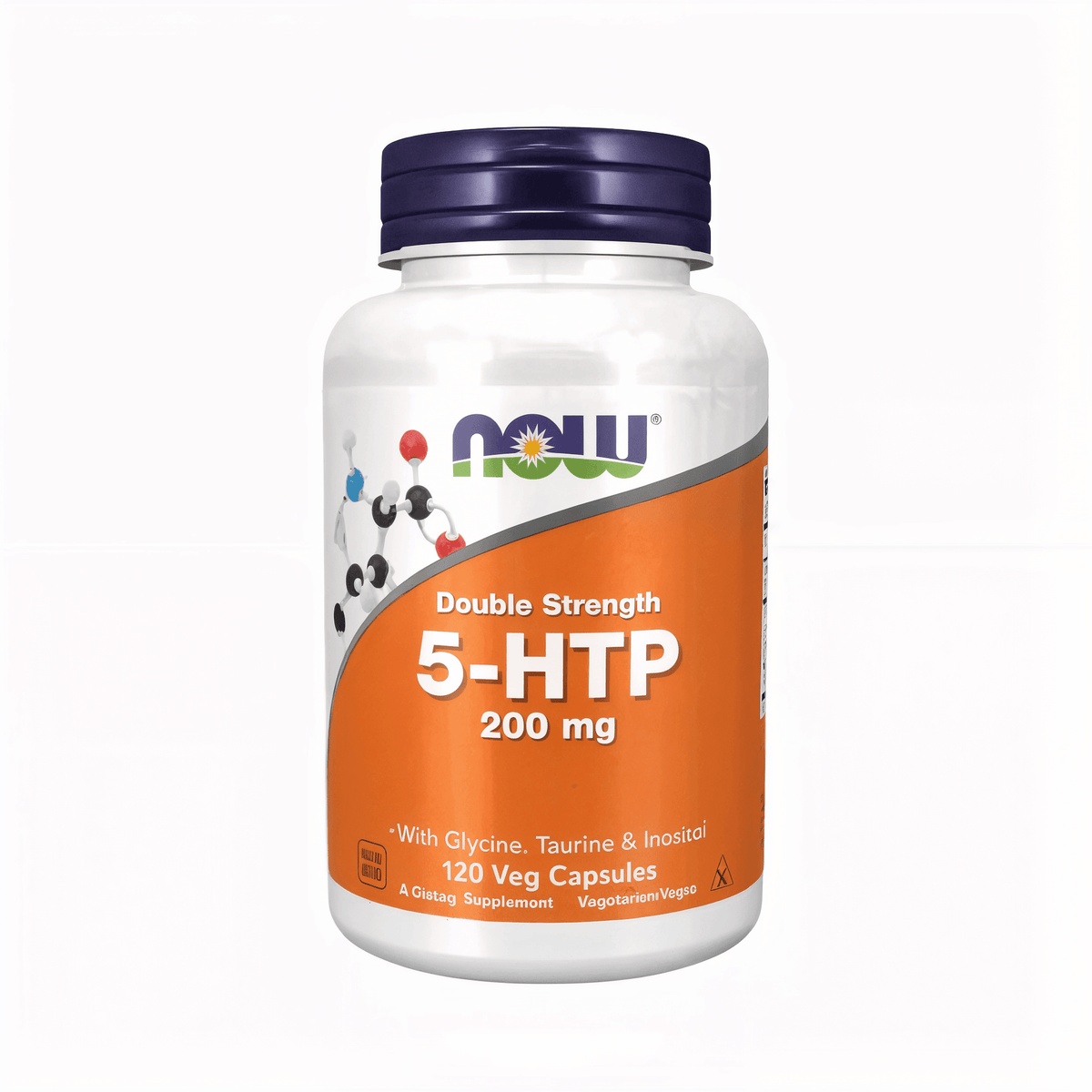 NOW Foods 5-HTP Double Strength 200 mg vegane Kapseln Aminosäure Supplement mit Glycin Taurin Inositol Premium Nahrungsergänzung für Fokus mentale Balance und tägliche Wellness Routine