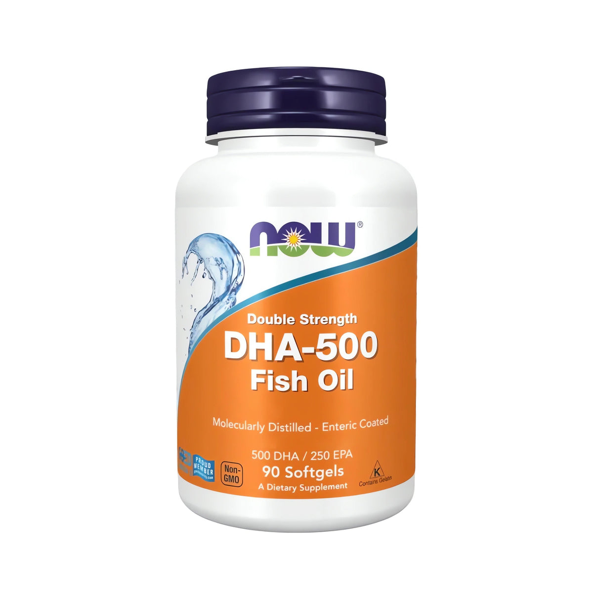 NOW Foods DHA-500 Double Strength 180 Softgels hochdosiertes Omega-3 Fischöl mit 500 mg DHA und 250 mg EPA Premium Omega-3 Kapseln