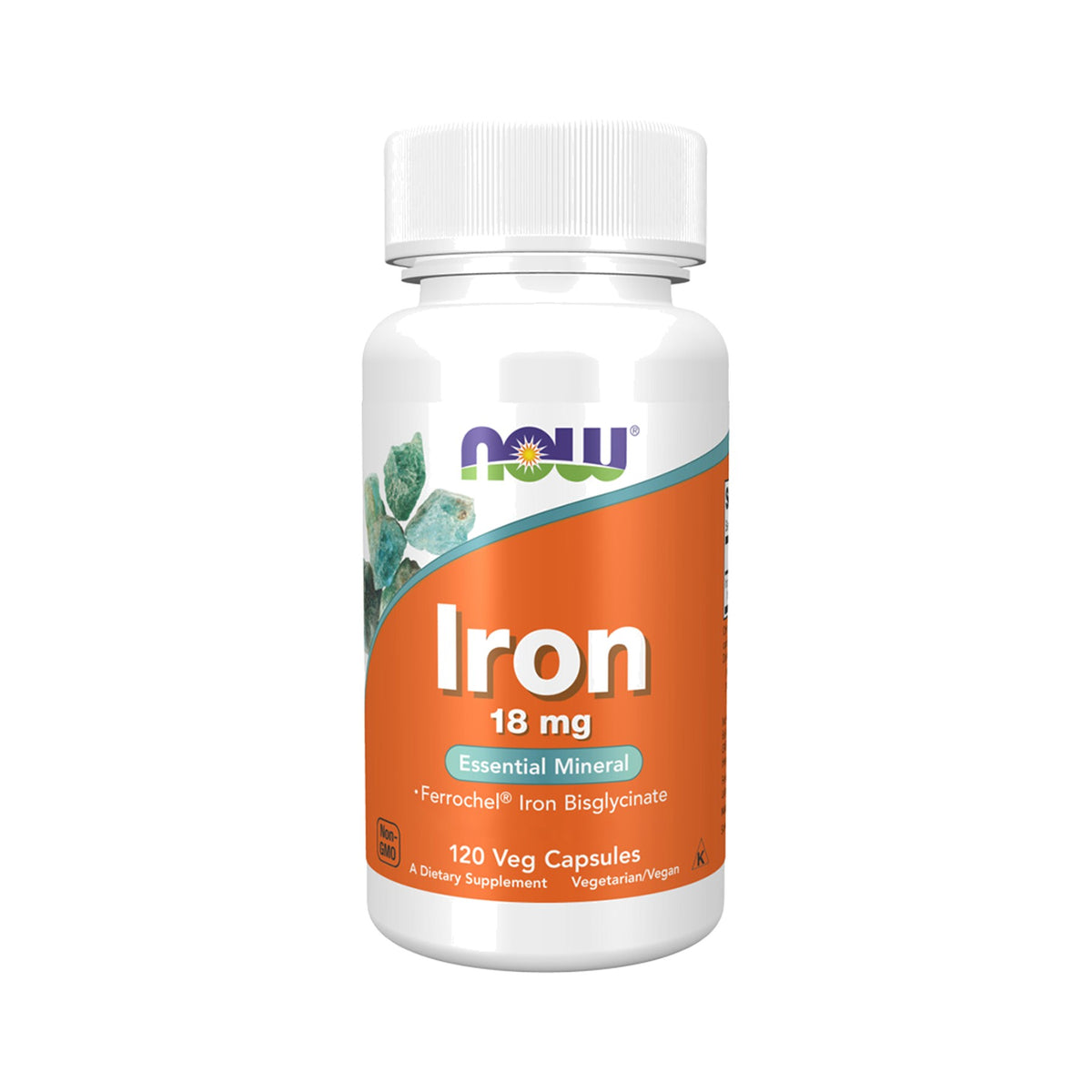 NOW Foods Eisen 18 mg Ferrochel® – 120 Kapseln