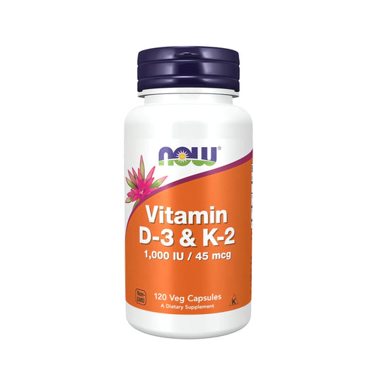 NOW Foods Vitamin D3 K2 1000 IU 45 mcg Kapseln Kombination aus Vitamin D3 und K2 für tägliche Nahrungsergänzung