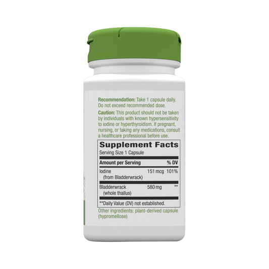 Nature's Way Bladderwrack 580 mg – Blasentang-Kapseln mit Jod – 100 Kapseln
