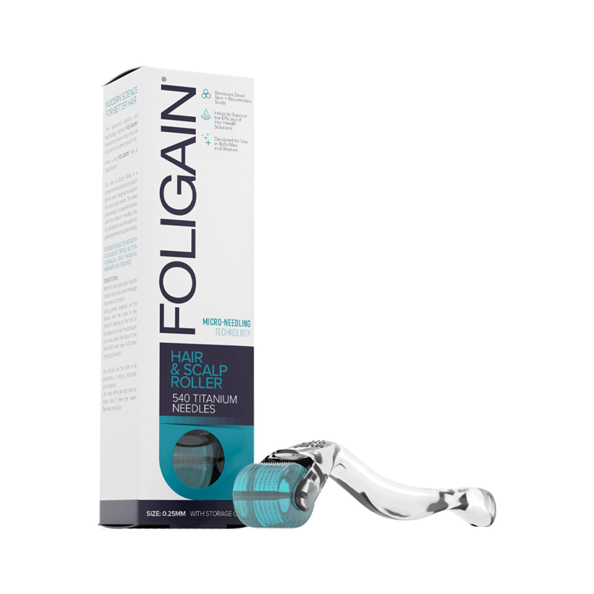 Foligain Dermaroller 540 Titanium-Nadelchen 0,25mm – Microneedling Kopfhaut