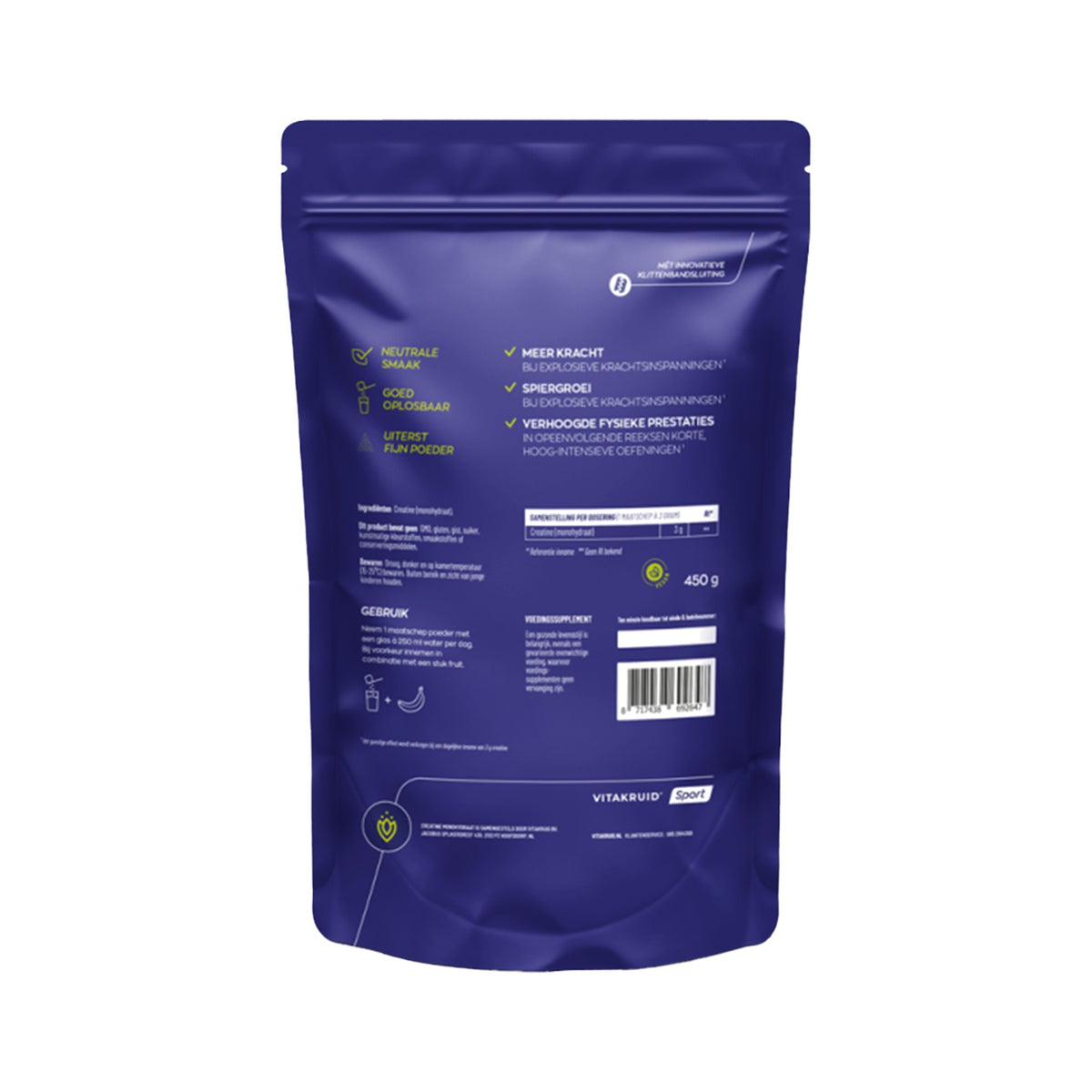 Creatine Monohydrate Vitakruid kaufen – Reines Kreatin Monohydrat Pulver ohne Zusatzstoffe für Sport, Fitness & Krafttraining