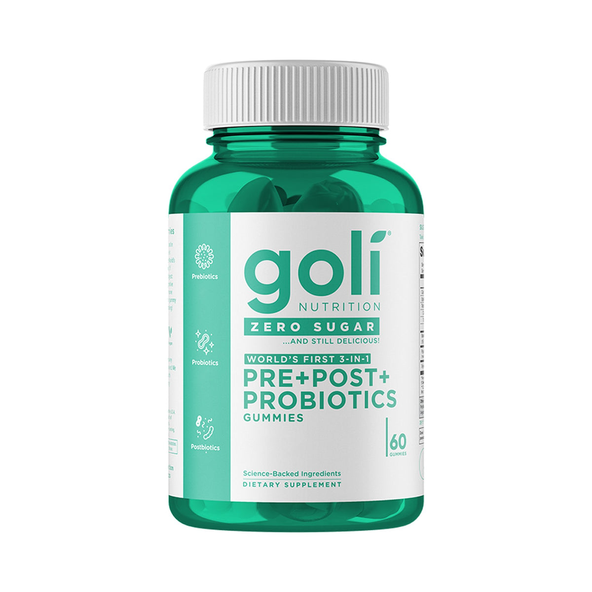 Goli Nutrition Zero Sugar Pre+Post+Pro Gummies – Bacillus subtilis DE111®, 1 Mrd. Zellen – 60 Gummies