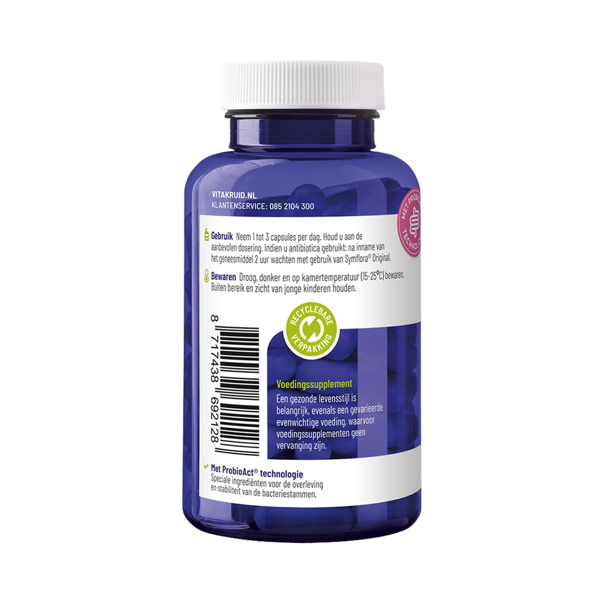 Vitakruid Symflora® Original Pre- & Probiotika – 8 Bakterienstämme, Inulin & FOS – 90 Kapseln