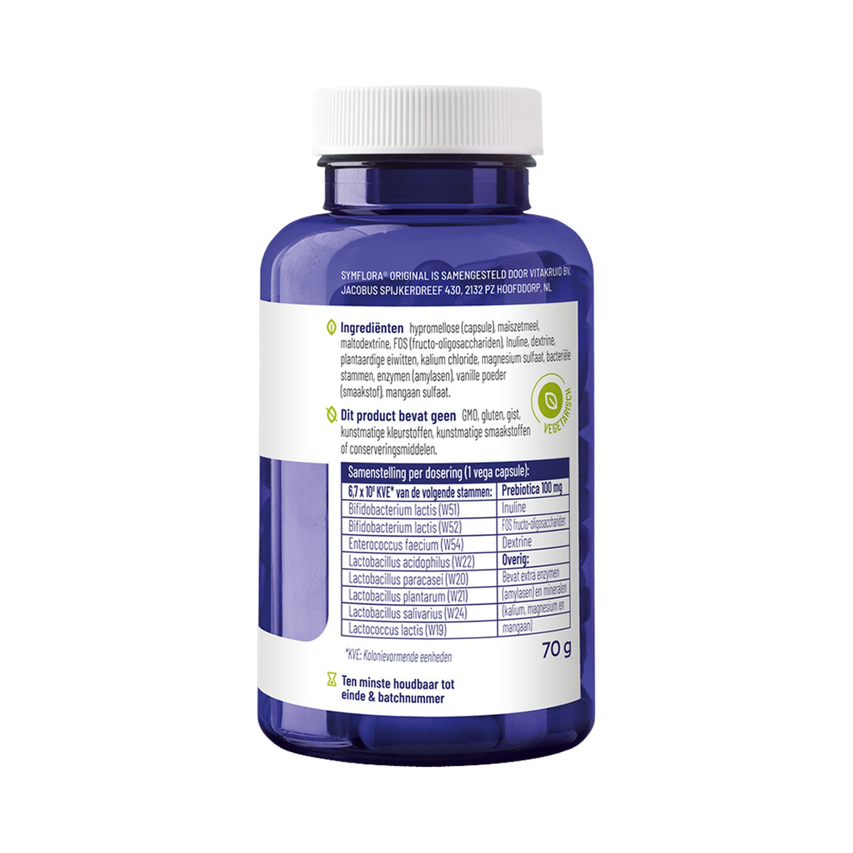 Vitakruid Symflora® Original Pre- & Probiotika – 8 Bakterienstämme, Inulin & FOS – 90 Kapseln