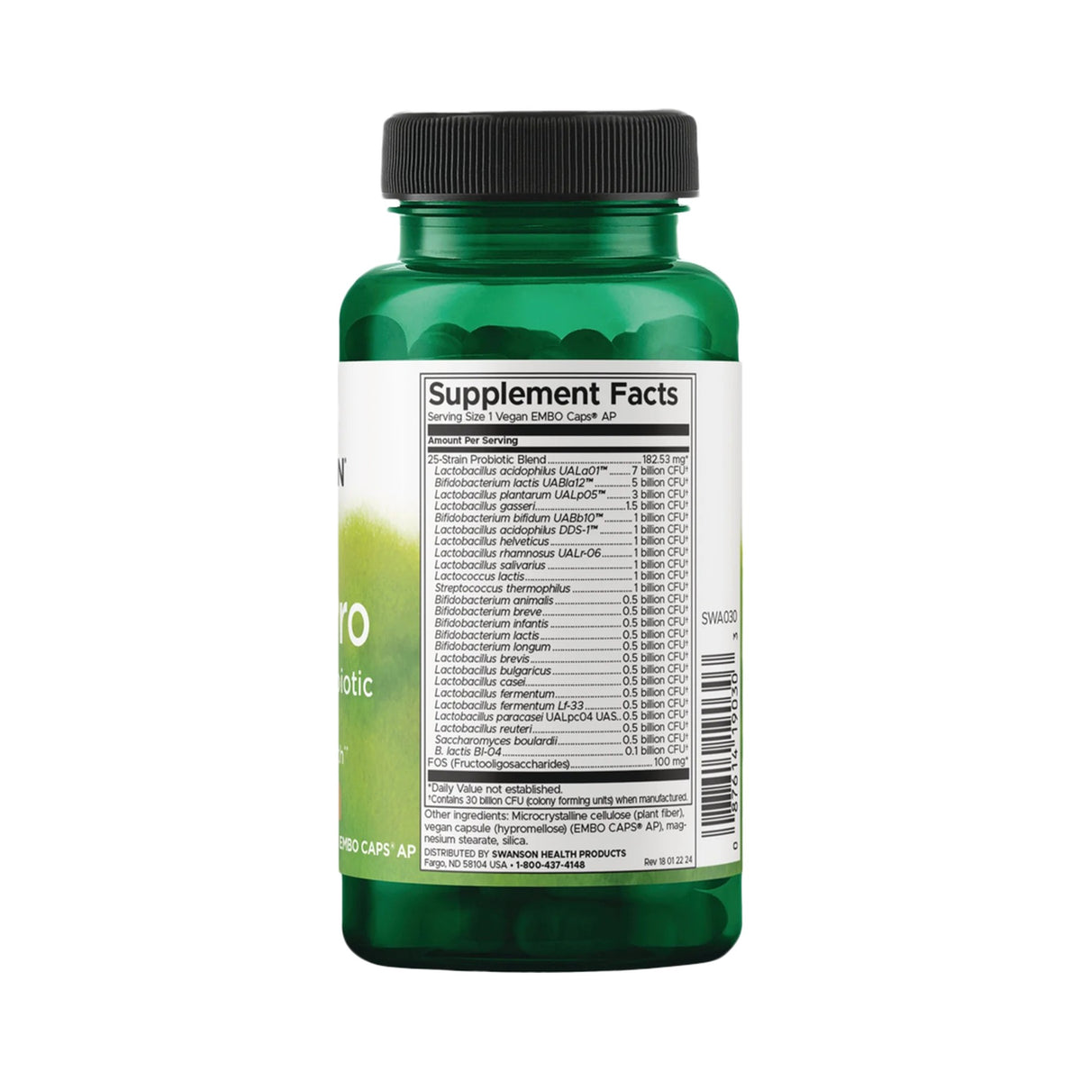 Swanson Epic Pro 25-Stämme Probiotikum – 31 Mrd. KBE pro Kapsel mit FOS – 30 vegane Kapseln