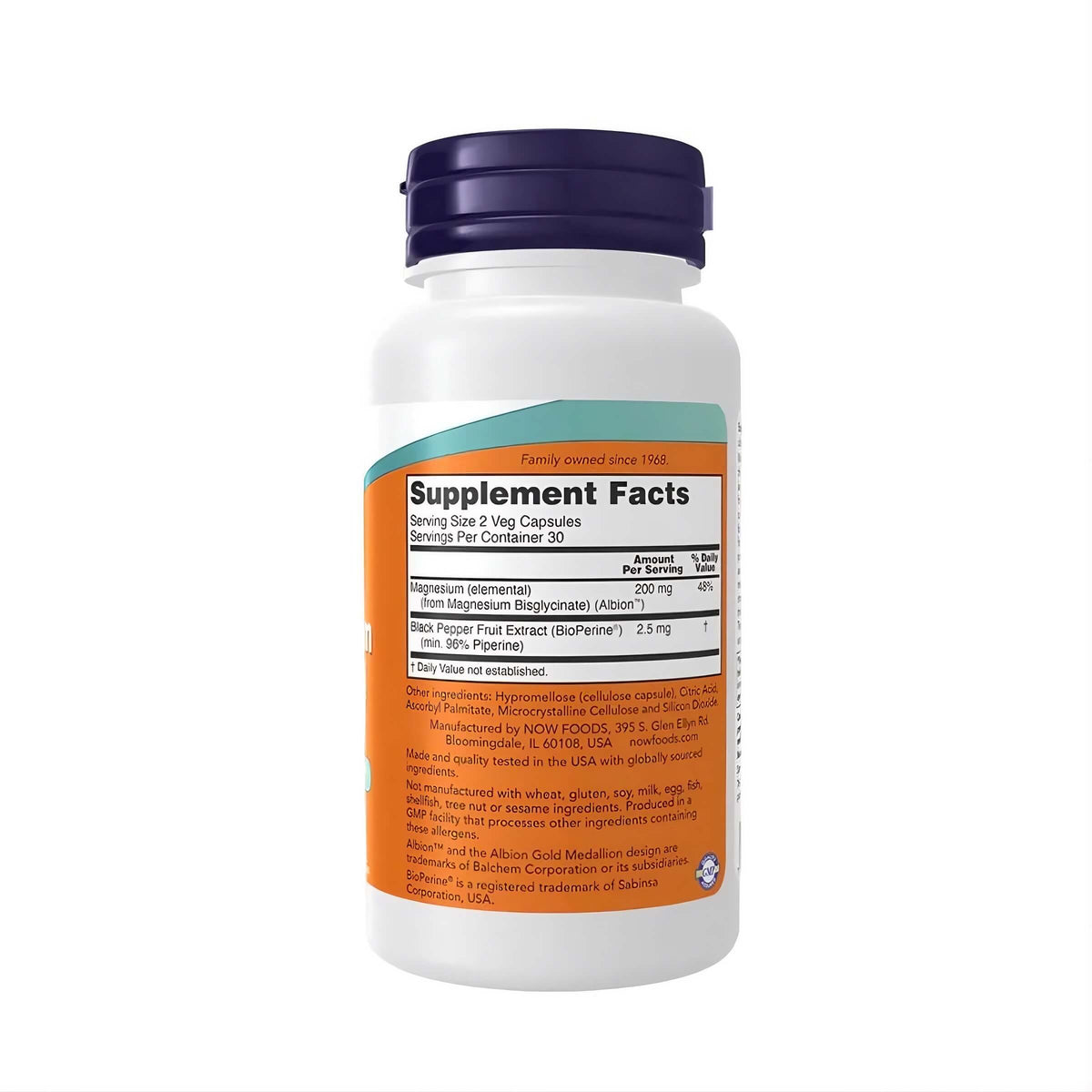 Premium Magnesium Glycinat von NOW Foods mit BioPerine®, vegane Magnesium Kapseln mit hoher Bioverfügbarkeit