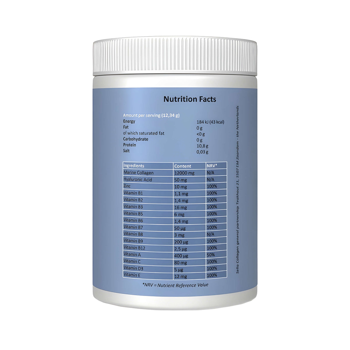 SELLA Marine Collagen online kaufen – Premium Fischkollagen Pulver mit Vitamin C, Vitamin D3, Vitamin E, Biotin, Zink und Hyaluronsäure in der 370-g-Dose.