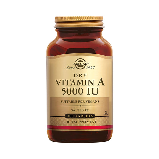Solgar Vitamin A 5000 IE 100 Tabletten – Vitamin A Nahrungsergänzung von Solgar, Vitamin A Tabletten vegan