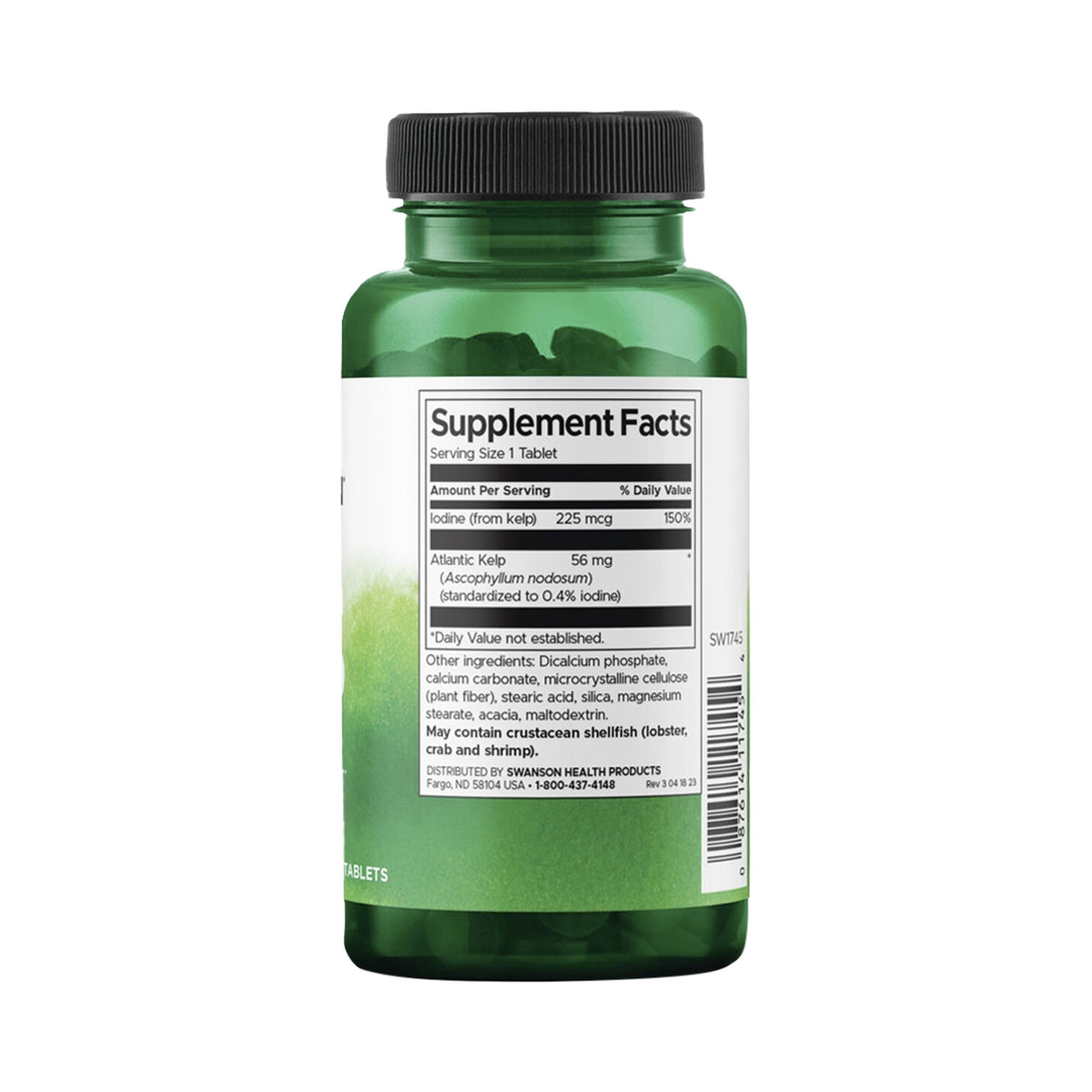 Swanson Kelp Iodine Source 225 µg – Jod aus Atlantik-Kelp – 250 Tabletten