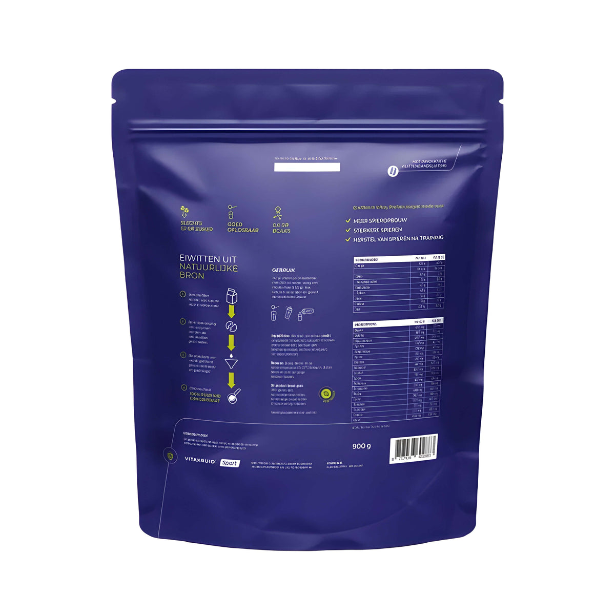 Vitakruid Whey Protein 900 g kaufen – hochwertiges Molkenprotein Proteinpulver mit 24 g Eiweiß pro Portion, Whey Protein Konzentrat für Muskelaufbau, Muskelregeneration, Fitness, Krafttraining und Sporternährung.